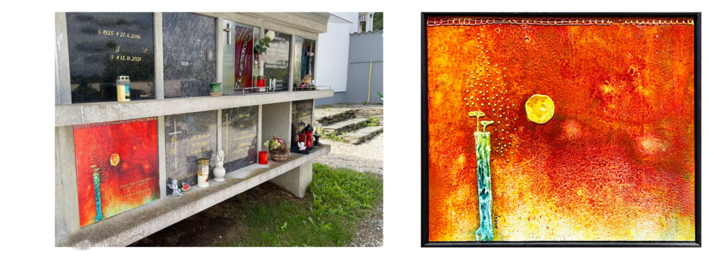 Urnentafeln aus Glas – Unikat am Urnengrab und Gegenstück für Zuhause