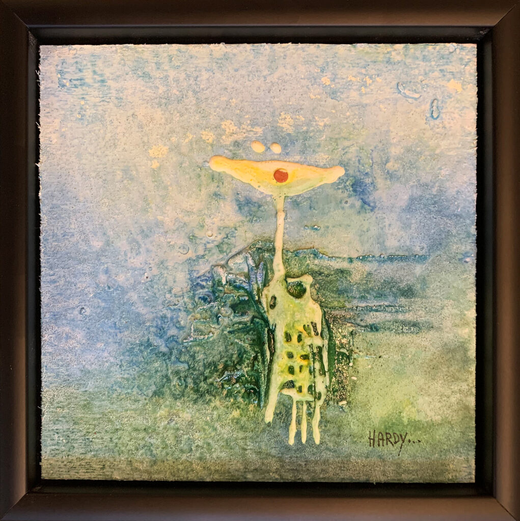 Abstraktes originales Kunstwerk „Stille Zeit“ von Hardy auf Holz mit Sand aus Österreich. bilder direkt vom künstler kaufen